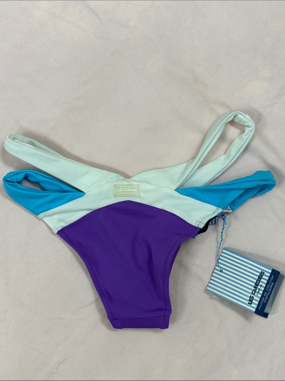 Les Canebiers Colorblock Bikini Bottom in Purple, Teal & Cream NWT - Picture 3 of 5